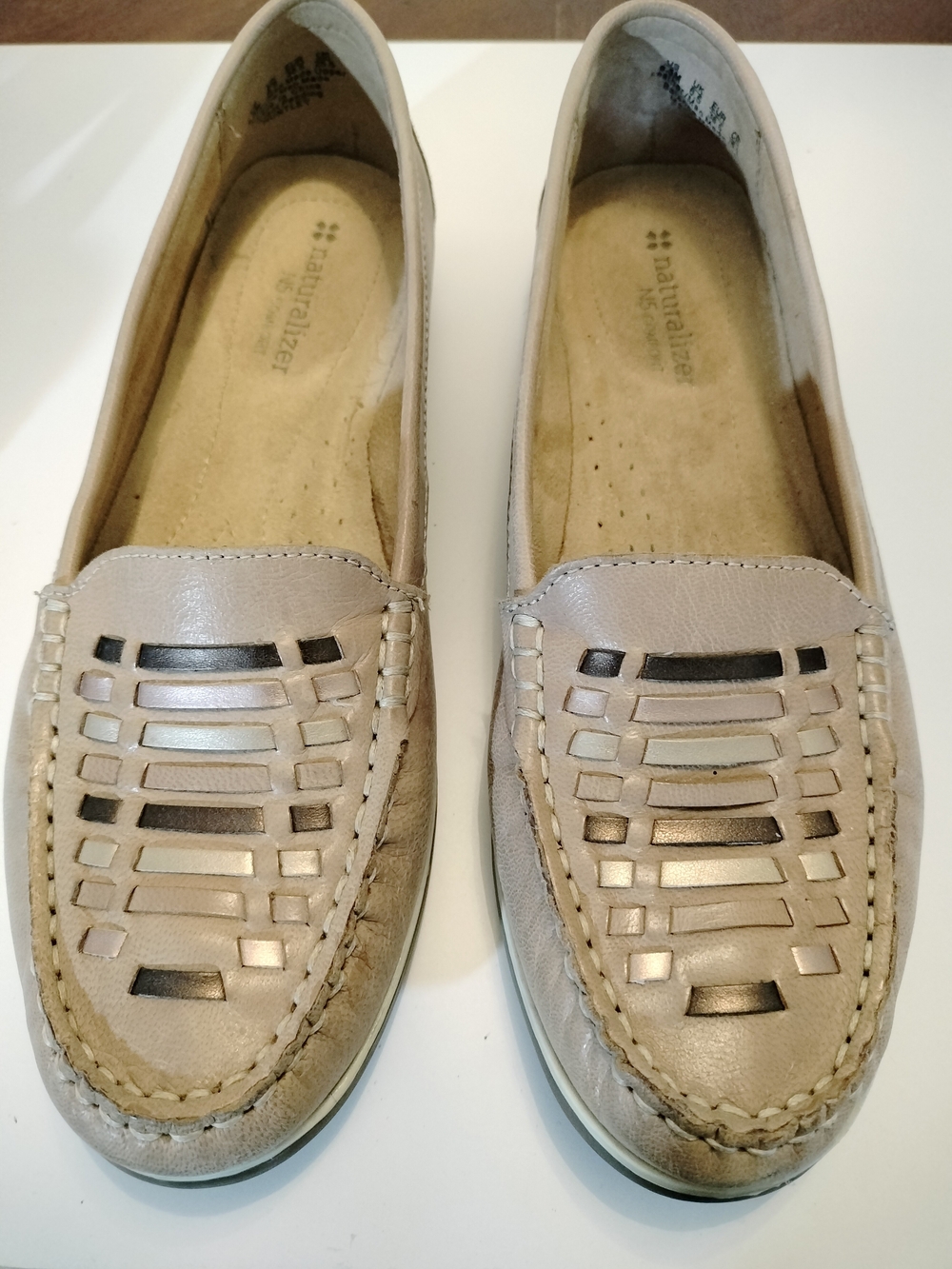 Naturalizer Taupe Leather Women's Slip-On Loafers